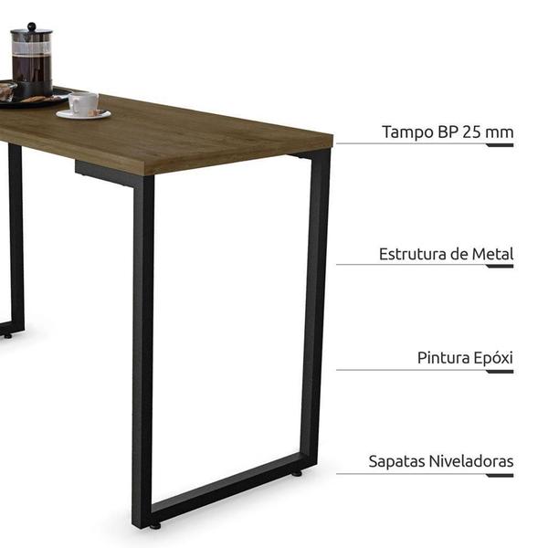 Imagem de Kit Mesa De Cozinha 120Cm Com 4 Banquetas F02 Castanho/Preto