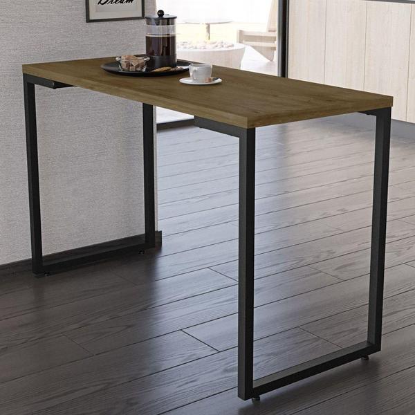 Kit Mesa De Cozinha 120Cm Com 4 Banquetas F02 Castanho/Preto - MPOZENATO Imagem de Kit Mesa De Cozinha 120Cm Com 4 Banquetas F02 Castanho/Preto