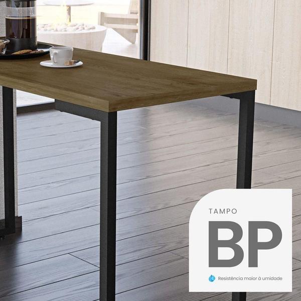 Kit Mesa De Cozinha 120Cm Com 4 Banquetas F02 Castanho/Preto - MPOZENATO Imagem de Kit Mesa De Cozinha 120Cm Com 4 Banquetas F02 Castanho/Preto
