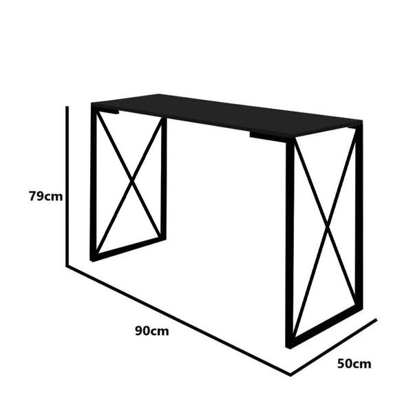 Imagem de Kit Mesa de Estudos com Prateleira Zurik Office Industrial Ferro Branco MDF Rosa - Ahz Móveis