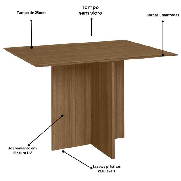 Imagem de Kit Mesa de Jantar Helo Sem Vidro 120x90 com 4 Cadeiras Jade