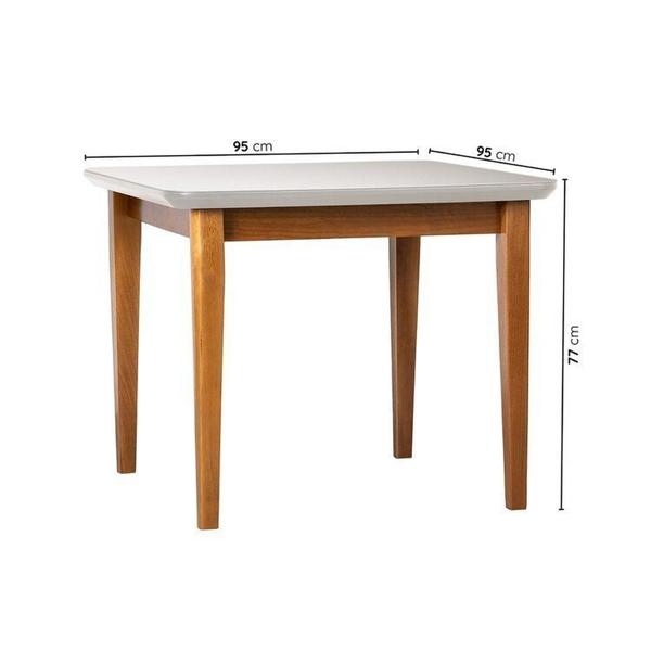 Imagem de Kit Mesa de Jantar Tangará 95cm e 4 Cadeiras Pitanga Cabecasa Madeiramadeira Caramelo/Offwhite