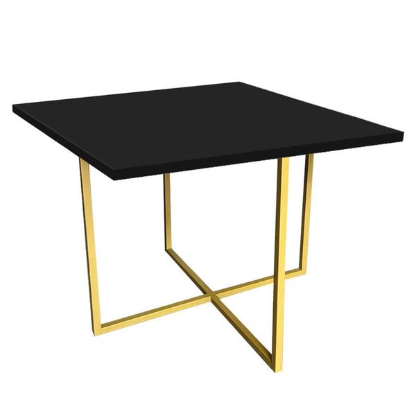 Imagem de Kit Mesa de Jantar Thales com 4 Cadeiras Sttan Ferro Dourado Tampo Preto Suede Verde Musgo - Ahz Móveis