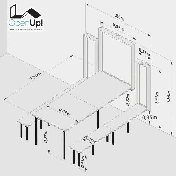 Imagem de Kit Mesa Dobrável Retrátil De Parede 9 Lugares Com Bancos (2,15m)