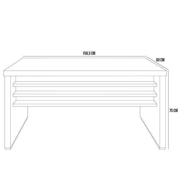 Imagem de Kit Mesa Escritório 158cm Armário Arquivo E Gaveteiro Atria Executiva A02 Castanho Preto - Lyam Decor