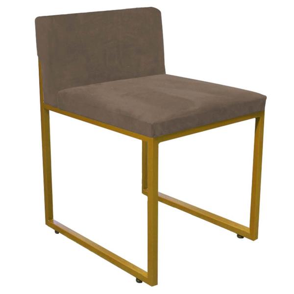 Imagem de Kit Mesa Escrivaninha Stan e Cadeira Lee Industrial Escritório Tampo Branco Dourado material sintético Bege - Ahz Móveis