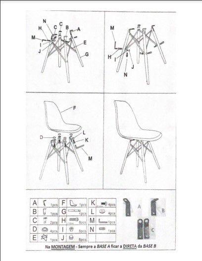 Imagem de Kit Mesa Jantar Eiffel 80cm Branca + 4 Cadeiras Charles Eames - Branca