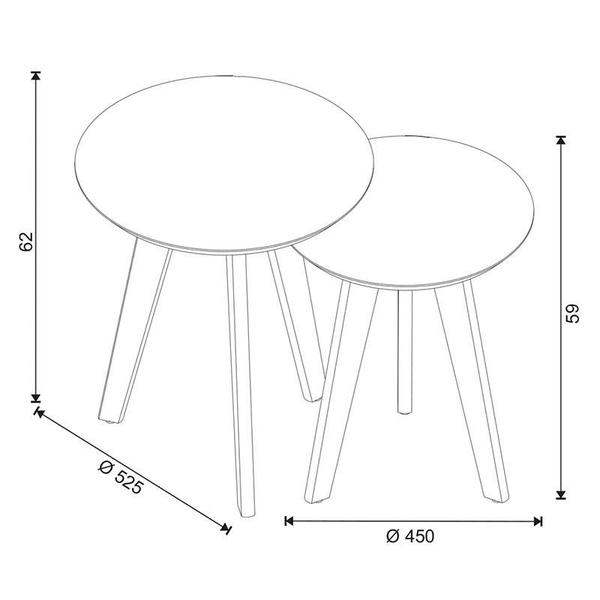 Imagem de Kit Mesa Lateral Ambiente Classic Redonda Off White Nature - Imcal