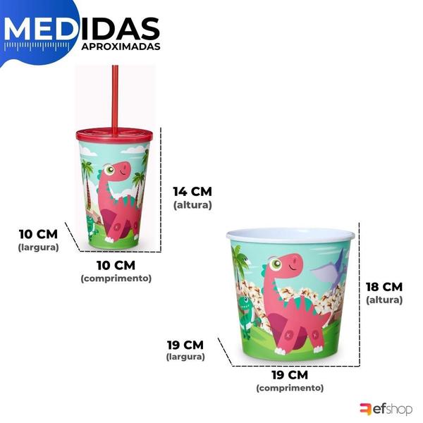 Imagem de Kit Mesa Mesinha 1 Cadeira Infantil Balde Pipoca e Copo 550ml Lanchar