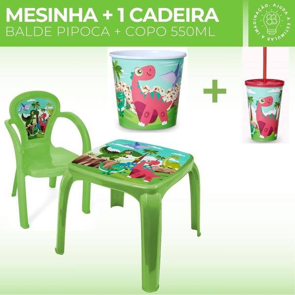 Imagem de Kit Mesa Mesinha 1 Cadeira Infantil Balde Pipoca e Copo 550ml Lanchar