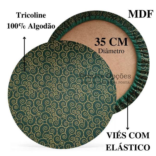 Imagem de Kit Mesa Posta 06 Capas de Sousplat Em Tecido Natal Caracol Verde Tricoline 100% Algodão