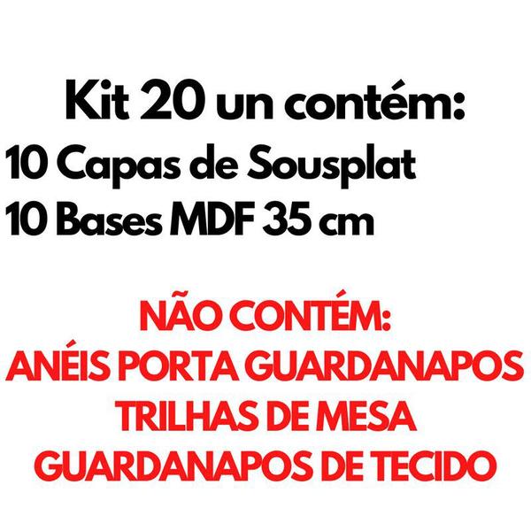 Imagem de Kit Mesa Posta 10 Bases MDF 35CM + 10 Capas de Sousplat Em Tecido Fundo do Mar Tricoline 100% Algodão