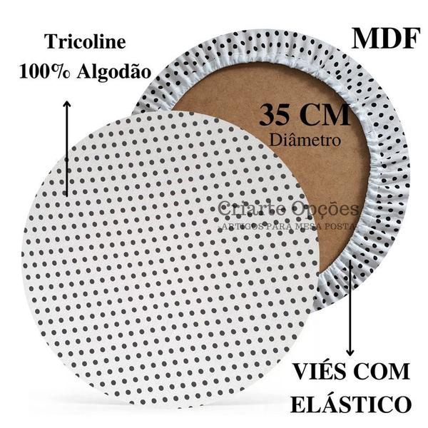 Imagem de Kit Mesa Posta 12 Capas de Sousplat Em Tecido Poá Branco Tricoline 100% Algodão