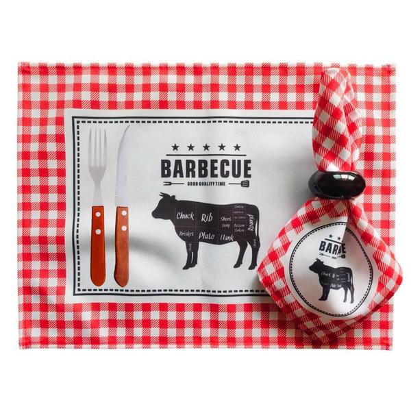 Imagem de Kit Mesa Posta Barbecue com 30 Peças Lugares Americano Guardanapos e Talheres