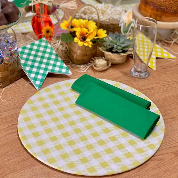 Imagem de Kit Mesa Posta Capa para supla 35cm Festa Junina com Guardanapo e Porta Guardanapo Decoração