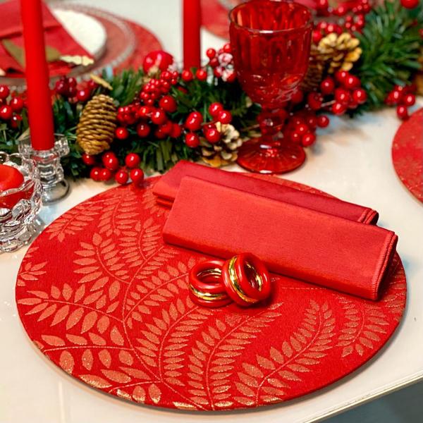 Imagem de Kit Mesa Posta Completo Sousplat Jantar de Natal Natalino Verde Vermelho