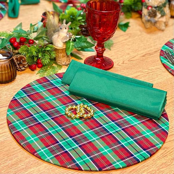 Kit Mesa Posta Completo Sousplat Jantar de Natal Natalino Verde Vermelho - MUMUDECOR Imagem de Kit Mesa Posta Completo Sousplat Jantar de Natal Natalino Verde Vermelho