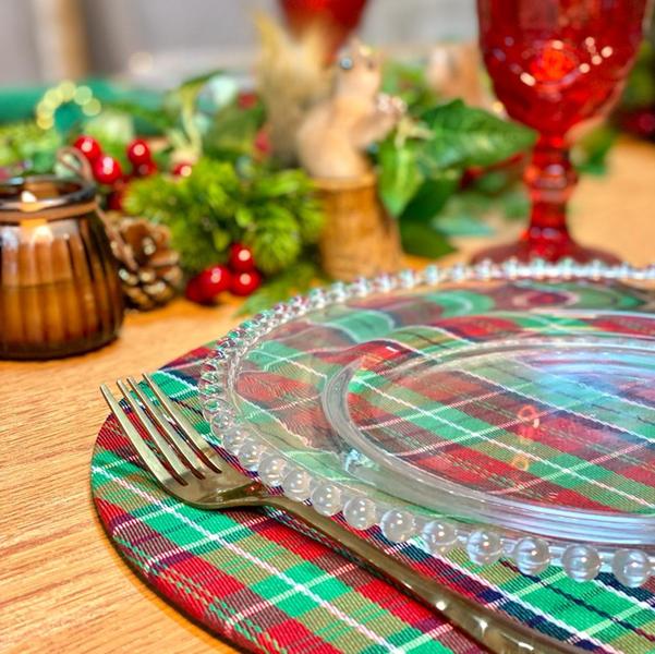 Kit Mesa Posta Completo Sousplat Jantar de Natal Natalino Verde Vermelho - MUMUDECOR Imagem de Kit Mesa Posta Completo Sousplat Jantar de Natal Natalino Verde Vermelho