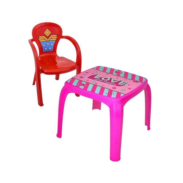 Imagem de Kit Mesa Rosa e 1 Cadeira Infantil Guerreira Vermelha Usual