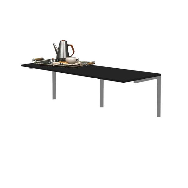 Imagem de Kit Mesa Suspensa de Parede Fixa MDF Preto + 1 Banqueta Sintra Ferro Cinza Suede Cinza - Ahazzo Móveis