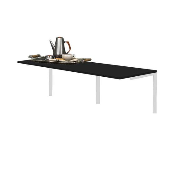 Imagem de Kit Mesa Suspensa de Parede Fixa MDF Preto + 2 Banquetas Sintra Ferro Branco Suede Azul Turquesa - Ahazzo Móveis