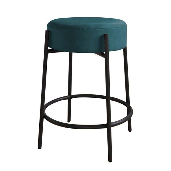 Imagem de Kit Mesa Suspensa de Parede Fixa MDF Preto + 2 Banquetas Sintra Ferro Preto Suede Azul Turquesa - Ahazzo Móveis