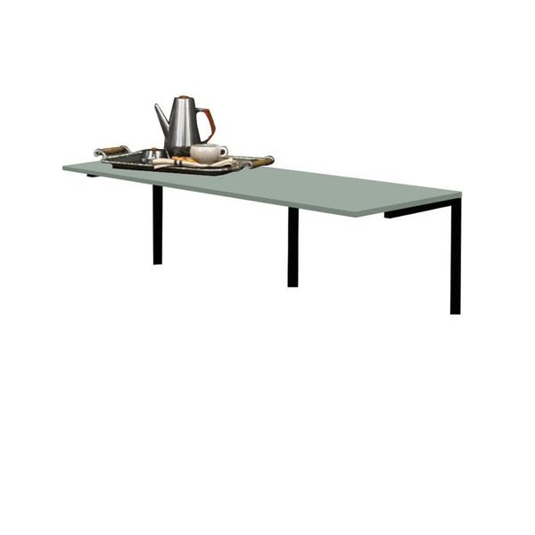 Imagem de Kit Mesa Suspensa de Parede Fixa MDF Verde Oliva + 2 Banquetas Sintra Ferro Preto Suede Azul Turquesa - Ahazzo Móveis