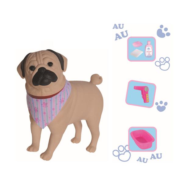 Imagem de Kit Mesinha Didática Com Pet Wash Dog Pug Banho e Tosa