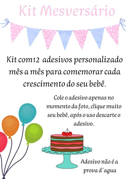 Imagem de Kit Mesversário Adesivo Body Mundo Bita 12 meses redondos pratico