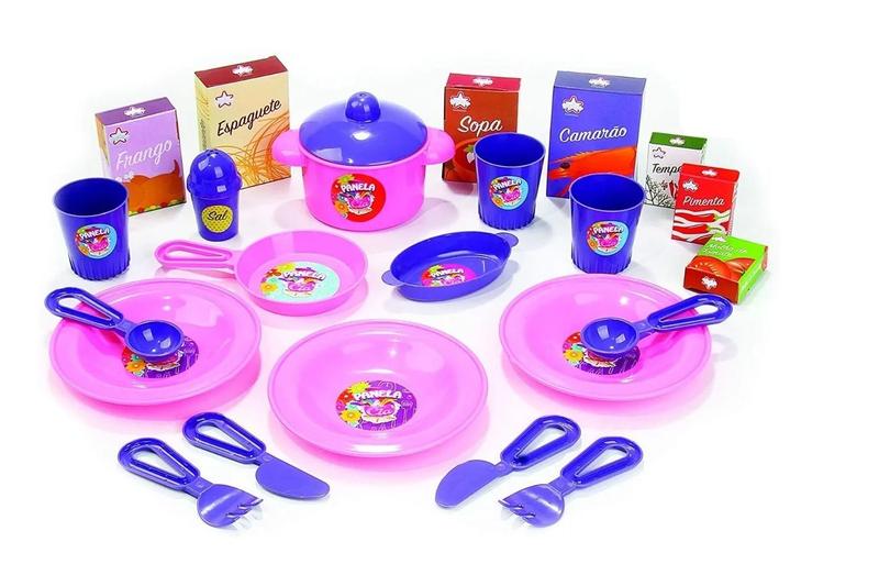 Imagem de Kit Meu Jantarzinho Panelinhas Pratinhos Talheres Cozinha infantil Big star