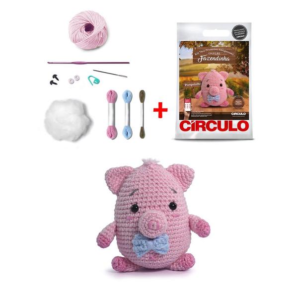 Kit Meu Primeiro Amigurumi - Coleção Fazendinha - Circulo (receita com todo material) Imagem de Kit Meu Primeiro Amigurumi - Coleção Fazendinha - Circulo (receita com todo material)
