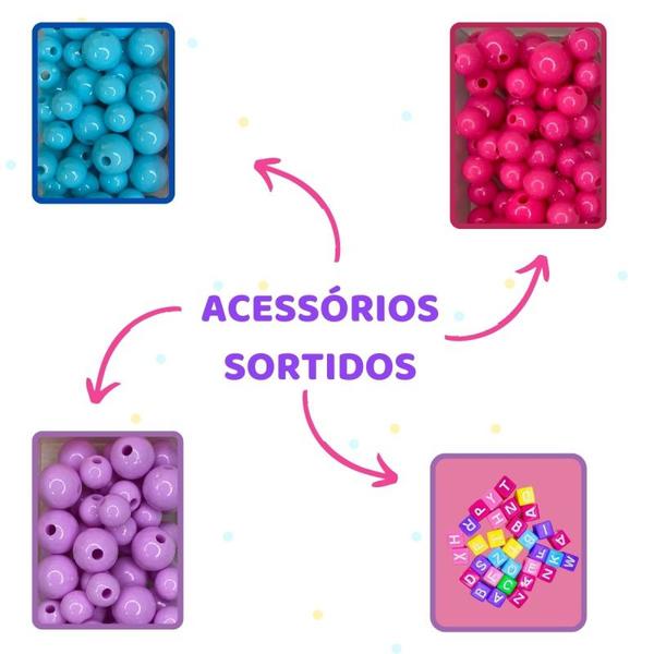 Imagem de Kit Miçanga Infantil Colorida Para Montar pulseiras brincos colar