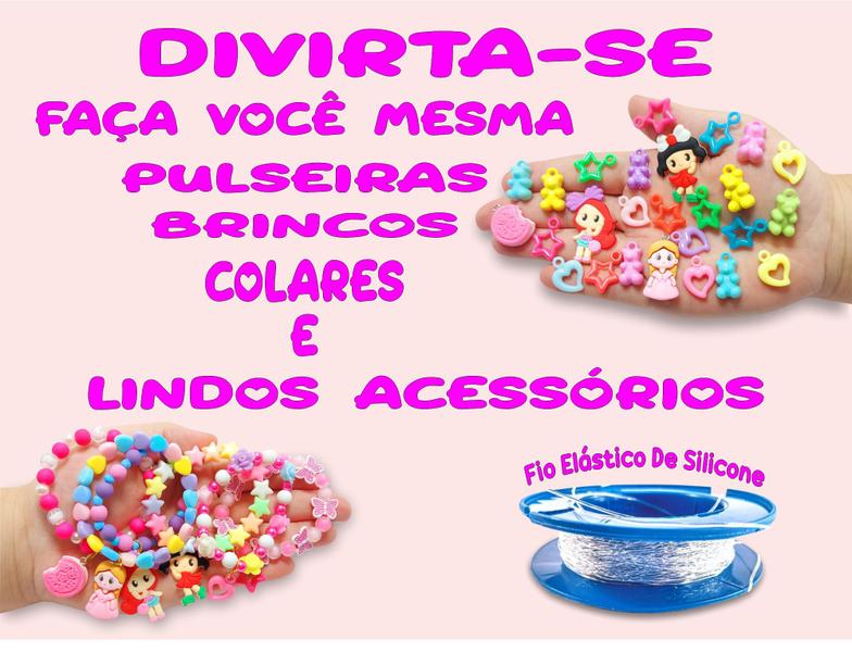 Imagem de Kit Miçanga Infantil de Montar Pulseira Colar Brinco