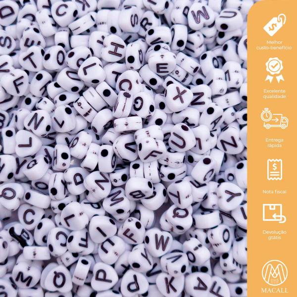 Imagem de Kit Miçanga Infantil Letras Alfabeto 5 Modelos Plástico 1000pçs 160g