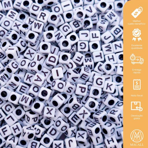 Imagem de Kit Miçanga Infantil Letras Alfabeto 5 Modelos Plástico 1000pçs 160g