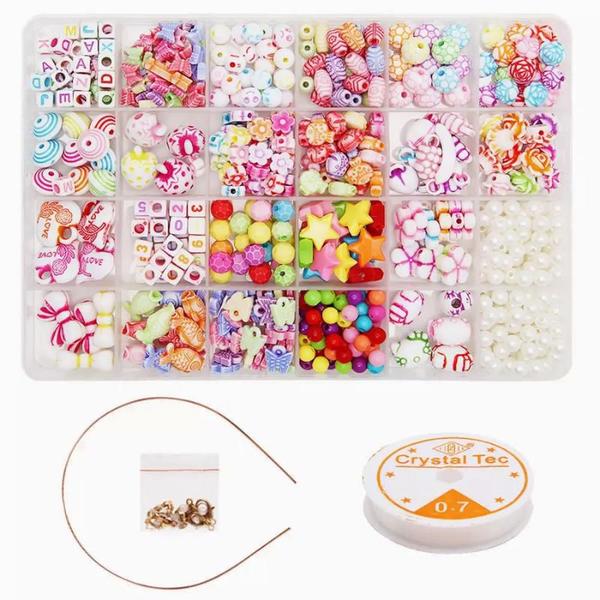 Kit Miçanga P/ Pulseira Colar Infantil 550 Peças + 4 Fechos - Lanmax Imagem de Kit Miçanga P/ Pulseira Colar Infantil 550 Peças + 4 Fechos