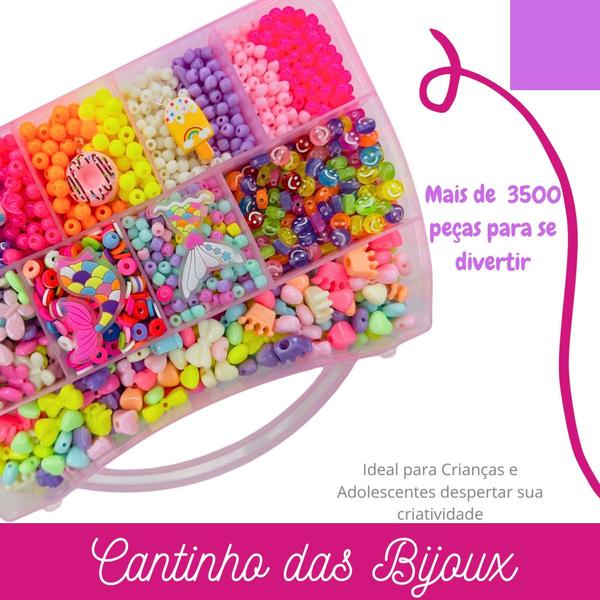 Imagem de Kit Miçangas Infantil 3500 peças Para Montar Pulseiras Bolinhas