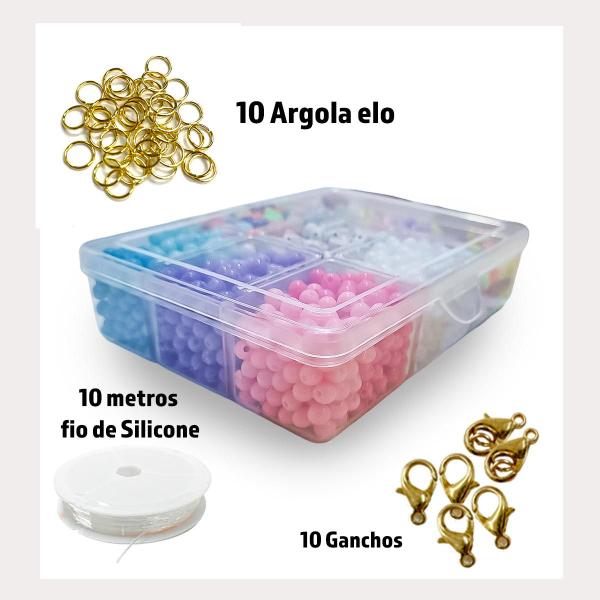 Kit Miçangas Infantil Coloridas Missangas de Letras Micanga Bolinhas Para fazer Pulseira Bijuteria - ADB ACESSORIOS PARA PATCHWORK Imagem de Kit Miçangas Infantil Coloridas Missangas de Letras Micanga Bolinhas Para fazer Pulseira Bijuteria