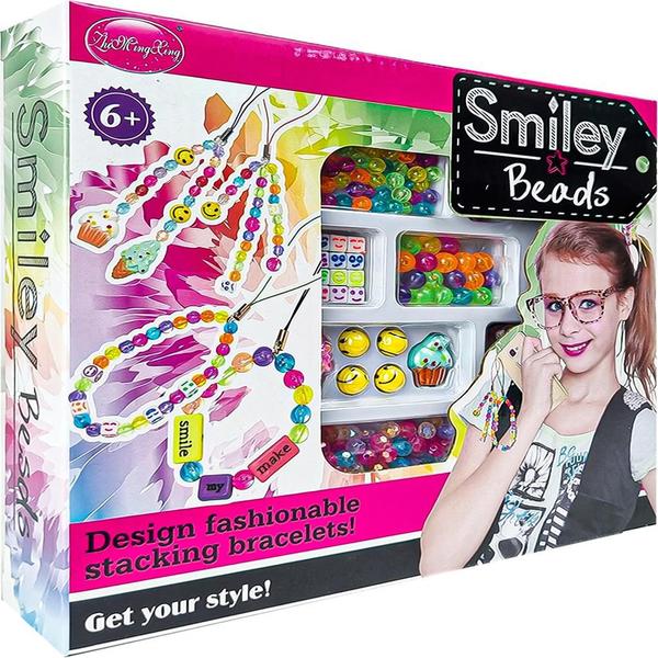 Imagem de Kit Miçangas Montar Bijuterias Coloridas Smiley Beads - Unitoys