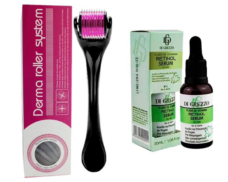 Imagem de Kit Microagulhamento: Dermaroller Profissional + Sérum Facial de Retinol (30ml) Di Grezzo