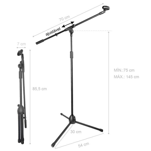 Imagem de Kit Microfone De Mão Mxt Profissional Cabo P10 3m + Suporte Pedestal