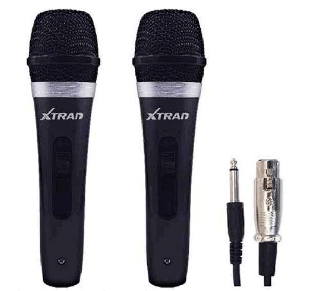 Imagem de Kit Microfone Profissional Com Fio Duplo Cabo 3M Karaoke