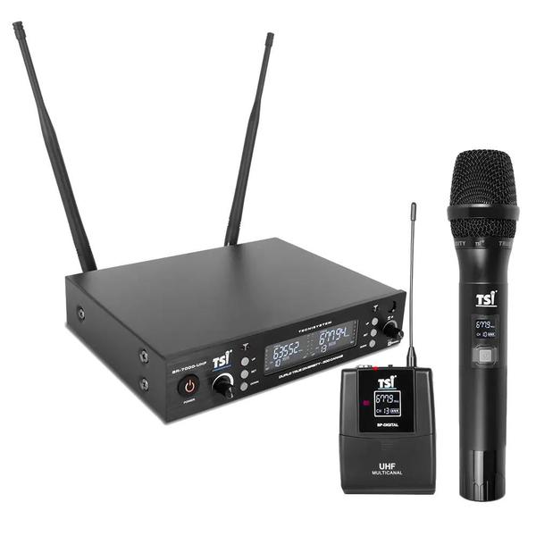 Imagem de Kit Microfone Sem Fio Mão/Headset BR-7000-CLI-UHF - TSI