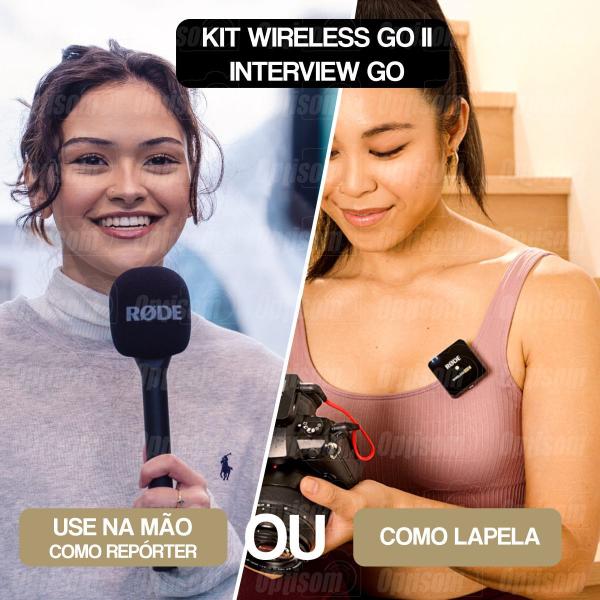 Imagem de Kit Microfone Sem Fio Rode Wireless Go Ii Single + Suporte Mão Interview Go