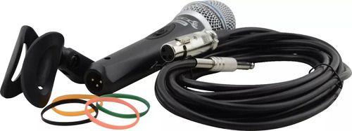 Imagem de Kit Microfone Vocal Lyco Sml48sp C/ Cabo Xlr 5m E Cachimbo Cor Preto