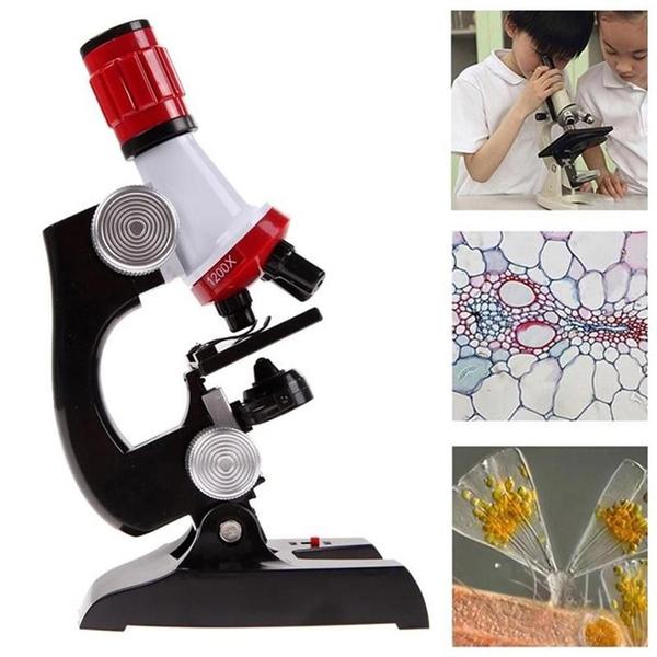 Imagem de Kit microscopio aumento 100x 400x 1200x led laboratorio infantil completo