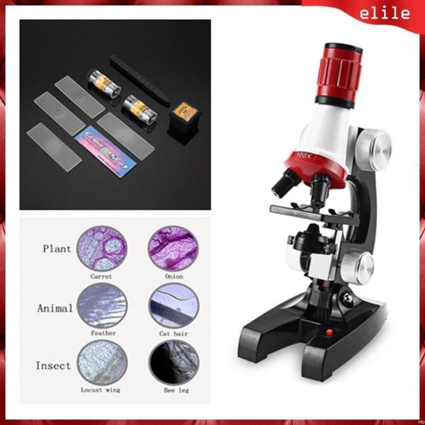 Imagem de Kit microscopio estudantil aumento 100x 400x 1200x led com acessorios laboratorio infantil