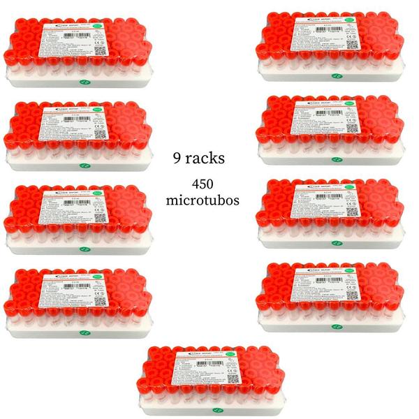 Imagem de Kit Microtubo Com 450 Tubos Ativador Tubo De Coleta Tubo Mini 9 Racks 