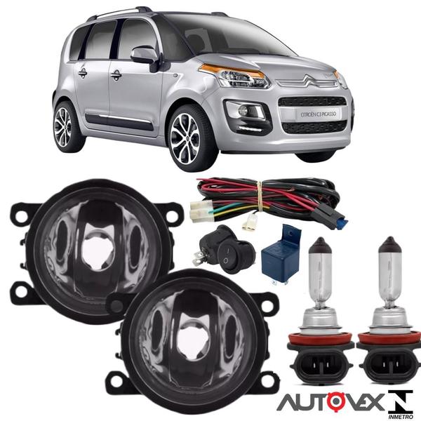 Imagem de Kit milha citroen c3 picasso 2011 a 2015 e lampadas halogena