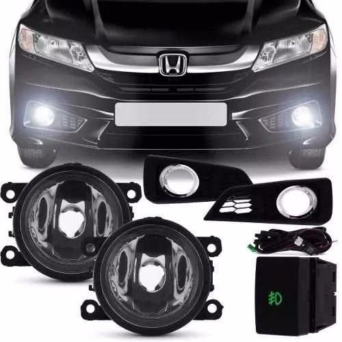 Imagem de Kit Milha Neblina Moldura Preta Honda City 2015 2016 2017